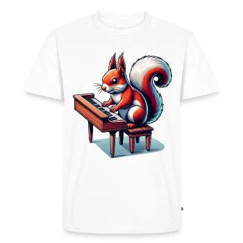 Piano, Musique, Écureuil, Noix, Amoureux Des Animaux - T-shirt Premium bio Homme - blanc - Devant - Nico (187cm)
