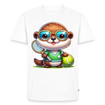 Loutre Joueur de tennis Sport animal - T-shirt Premium bio Homme - blanc - Devant - Nico (187cm)