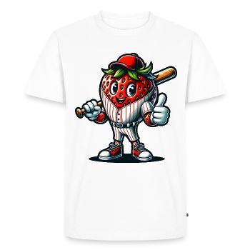 Strawberry Baseball Star with Bat - Men's Premium Organic T-Shirt - white - Front - Nico (187cm)