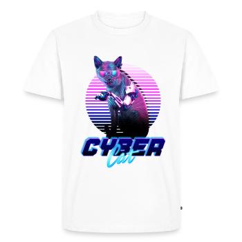 Cybercat 2077 Cyberstyle cyberpunk2077 kitty - Men's Premium Organic T-Shirt - white - Front - Nico (187cm)