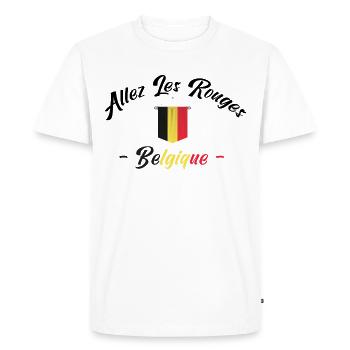 allez les diables Rouge. supporter Belgique. - T-shirt Premium bio Homme - blanc - Devant - Nico (187cm)