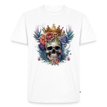 Crâne avec couronne - T-shirt Premium bio Homme - blanc - Devant - Nico (187cm)