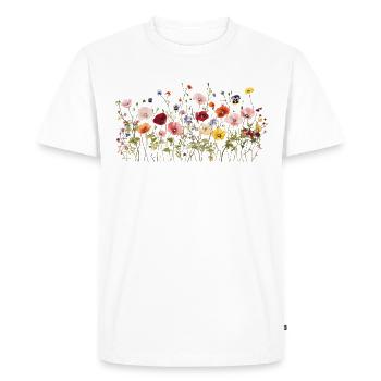 Wildflower Meadow - Natural Watercolor Blooms - Men's Premium Organic T-Shirt - white - Front - Nico (187cm)