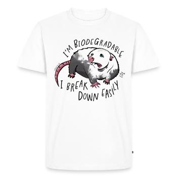 I'm biodegrdable I break down easily lol (black) - Men's Premium Organic T-Shirt - white - Front - Nico (187cm)