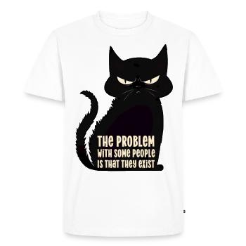 Problem with people is that they exist angry cat - Men's Premium Organic T-Shirt - white - Front - Nico (187cm)