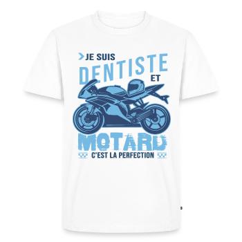 motard parfait dentiste parfait - T-shirt Premium bio Homme - blanc - Devant - Nico (187cm)