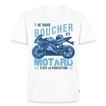 motard parfait boucher parfait - T-shirt Premium bio Homme - blanc - Devant - Nico (187cm)