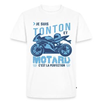 motard parfait tonton parfait oncle - T-shirt Premium bio Homme - blanc - Devant - Nico (187cm)