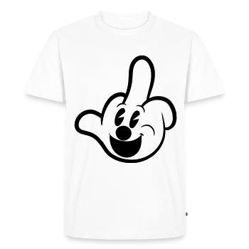 Middle Finger Comic Glove Sarcasm Office Humor - Men's Premium Organic T-Shirt - white - Front - Nico (187cm)