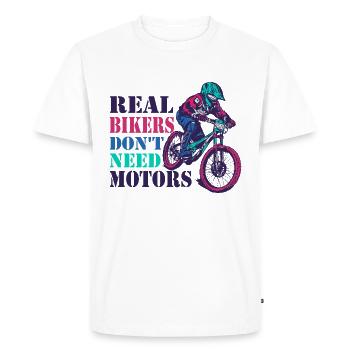 Real bikers don't need motors and batteries - Men's Premium Organic T-Shirt - white - Front - Nico (187cm)