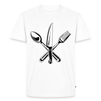 cutlery symbol knife fork spoon - Men's Premium Organic T-Shirt - white - Front - Nico (187cm)