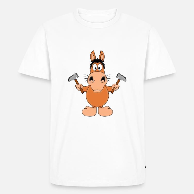 PFERD - HAMMER - HANDWERKER - TIER - TIERISCH - Männer Premium Bio T-Shirt - Weiß