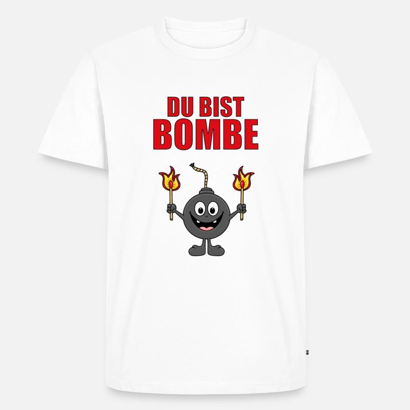 BOMBE - DU BIST BOMBE - Männer Premium Bio T-Shirt - Weiß