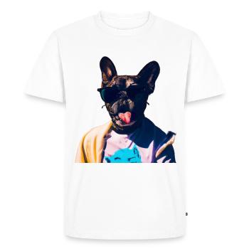Drôle de chien avec la langue tendue - T-shirt Premium bio Homme - blanc - Devant - Nico (187cm)