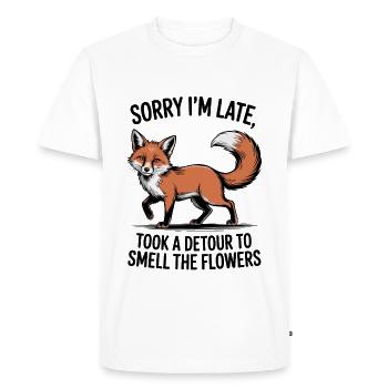 Fox Took A Detour To Smell The Flowers - Men's Premium Organic T-Shirt - white - Front - Nico (187cm)