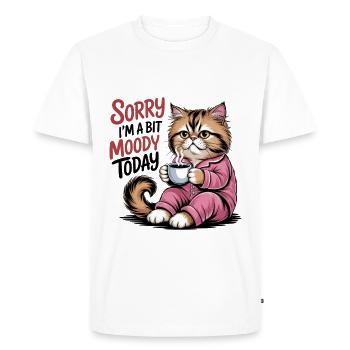 Drôle de chat désolé je suis un peu de mauvaise humeur aujourd’hui - T-shirt Premium bio Homme - blanc - Devant - Nico (187cm)