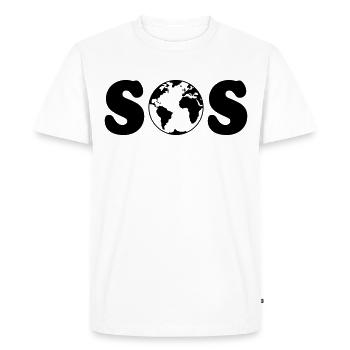 SOS – Earth Overshoot Day / Climate Change (B SVG) - Men's Premium Organic T-Shirt - white - Front - Nico (187cm)