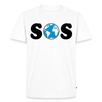 SOS – Earth Day / Climate Change (B / 3C / SVG) - Men's Premium Organic T-Shirt - white - Front - Nico (187cm)