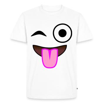 Winking et de la langue pointant visage - T-shirt Premium bio Homme - blanc - Devant - Nico (187cm)