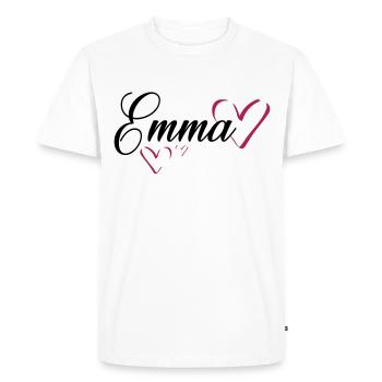 Emma nom prénom - T-shirt Premium bio Homme - blanc - Devant - Nico (187cm)