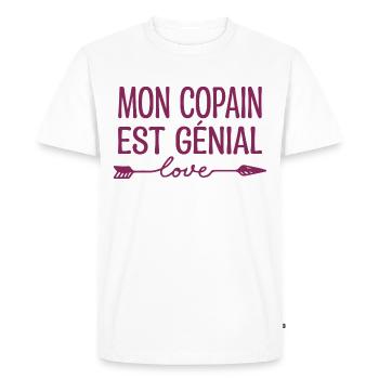 Mon Copain est génial, cadeau copain.cadeau copine - T-shirt Premium bio Homme - blanc - Devant - Nico (187cm)