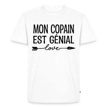 Mon Copain est génial, cadeau copain.cadeau copine - T-shirt Premium bio Homme - blanc - Devant - Nico (187cm)