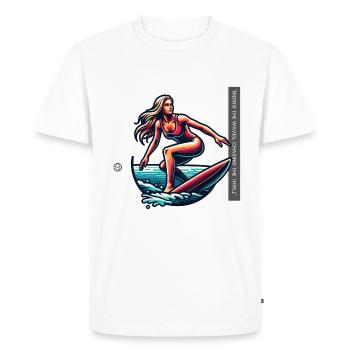 Stay Wild Stay Free Surfing Girl - Men's Premium Organic T-Shirt - white - Front - Nico (187cm)