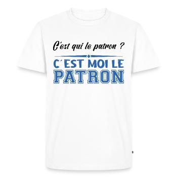 Patron C est Moi Le Patron Papa Idée Cadeau Papy - T-shirt Premium bio Homme - blanc - Devant - Nico (187cm)