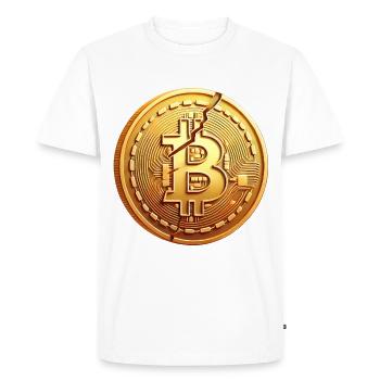 Conception de pièce Bitcoin fissurée - T-shirt Premium bio Homme - blanc - Devant - Nico (187cm)