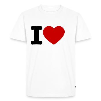 J'aime j'aime j'aime - T-shirt Premium bio Homme - blanc - Devant - Nico (187cm)