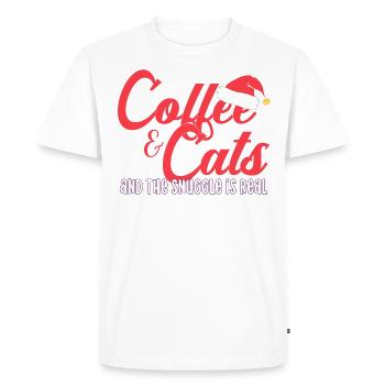 cats coffee coffee cats snuggle is real xmas - Men's Premium Organic T-Shirt - white - Front - Nico (187cm)