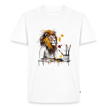 Leo the lion painter - Men's Premium Organic T-Shirt - white - Front - Nico (187cm)