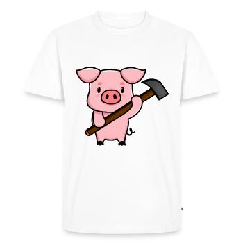 TRAVAILLEUR PORCIN EMPLOYÉ COLLÈGUE TRAVAIL - T-shirt Premium bio Homme - blanc - Devant - Nico (187cm)