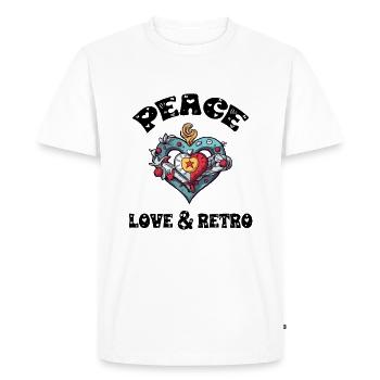 Peace love and retro - T-shirt Premium bio Homme - blanc - Devant - Nico (187cm)