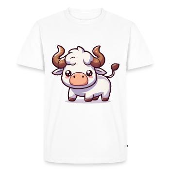 BULL COW LOVE FLUFFY HORNS MEADOW SHEPHERD MOUNTAINS - Men's Premium Organic T-Shirt - white - Front - Nico (187cm)