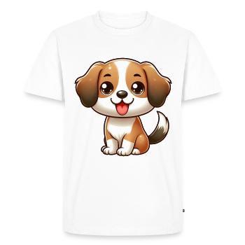 CHIEN BEAGLE CHIBI BÉBÉ CHIOT OREILLE SOUPLE AMOUR ANIMAL - T-shirt Premium bio Homme - blanc - Devant - Nico (187cm)