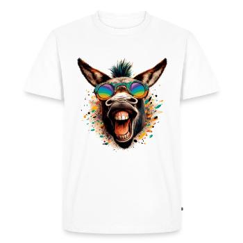 ASS CRAZY HORSE COLORFUL HIPPIE GRASS PARTY DONKEY - Men's Premium Organic T-Shirt - white - Front - Nico (187cm)