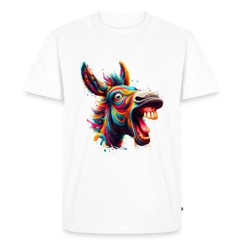 ASS CRAZY HORSE COLORFUL COLORS EARS PARTY DONKEY - Men's Premium Organic T-Shirt - white - Front - Nico (187cm)