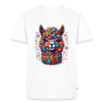 CONFETTIS D’ALPAGA COLORÉ COLORÉ ARC-EN-CIEL TRIBAL - T-shirt Premium bio Homme - blanc - Devant - Nico (187cm)