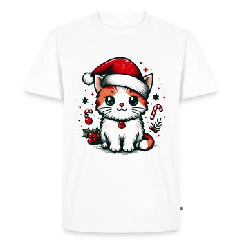 CAT CAT PET GIFT CHRISTMAS GREEN - Men's Premium Organic T-Shirt - white - Front - Nico (187cm)