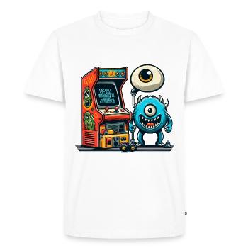 ARCADE MACHINE À SOUS CASINO JOYSTICK MONSTRE FOU - T-shirt Premium bio Homme - blanc - Devant - Nico (187cm)