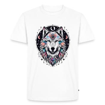 WOLF, COSMIC, UNIVERSE, PLANET, STARS, GALAXY, WORLD - Men's Premium Organic T-Shirt - white - Front - Nico (187cm)