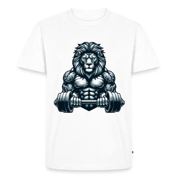 LEO HALTÈRE FITNESS FORCE SPORT MUSCLE VEINE - T-shirt Premium bio Homme - blanc - Devant - Nico (187cm)