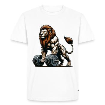 LEO HALTÈRE FITNESS FORCE SPORT MUSCLE VEINE - T-shirt Premium bio Homme - blanc - Devant - Nico (187cm)