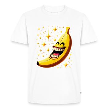RIRE BANANE HEUREUX FRUIT HEUREUX SOURIRE BLAGUE - T-shirt Premium bio Homme - blanc - Devant - Nico (187cm)