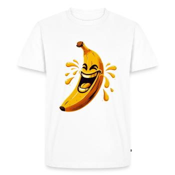 RIRE BANANE HEUREUX FRUIT HEUREUX SOURIRE BLAGUE - T-shirt Premium bio Homme - blanc - Devant - Nico (187cm)