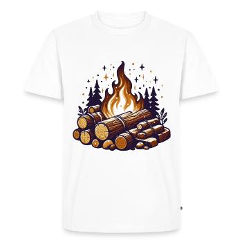BÛCHE DE FEU DE CAMP FORÊT CHALEUR HIVERNALE BÛCHE DE FEU DE CAMP - T-shirt Premium bio Homme - blanc - Devant - Nico (187cm)