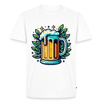 BIÈRE PRESSION, BOISSON, BOISSON, PICHET, MALT, HOUBLON - T-shirt Premium bio Homme - blanc - Devant - Nico (187cm)