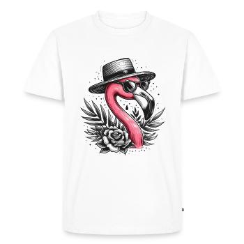 FLAMINGO RETRO HAT EYEGLASSES ROSE PLANT BOY MAN - Men's Premium Organic T-Shirt - white - Front - Nico (187cm)