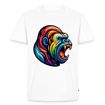 RUGISSEMENT GORILLE SINGE ANIMAL AGRESSIF CRI MALÉFIQUE - T-shirt Premium bio Homme - blanc - Devant - Nico (187cm)